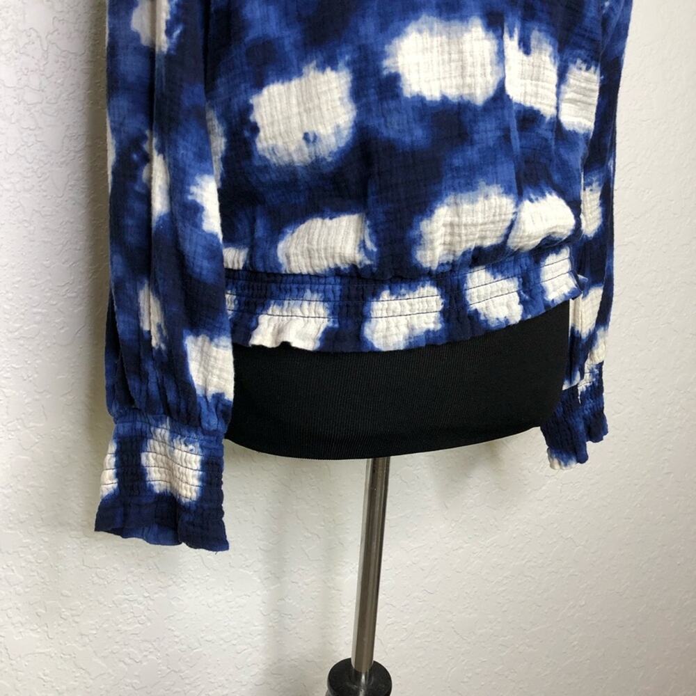 Porridge blue white smocked trim peasant style top size Small - Picture 3 of 15